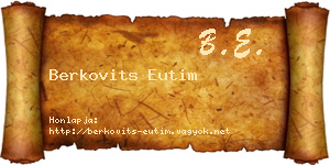 Berkovits Eutim névjegykártya